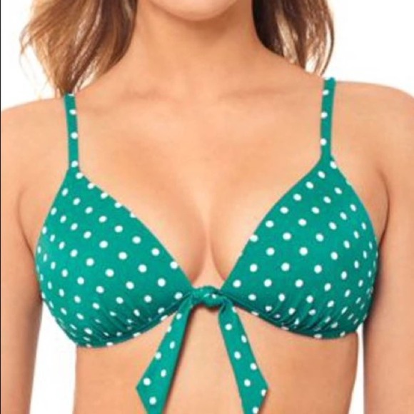 Salt + Cove Women's Teal/White Dot It Goin On Push-up Triangle Bikini Swim Top - Picture 1 of 3